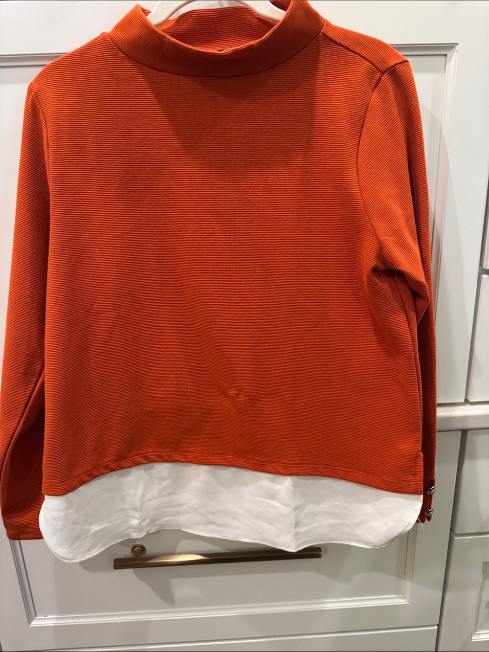 Ann Taylor Women's Orange Layered Twofer Hem Sweater